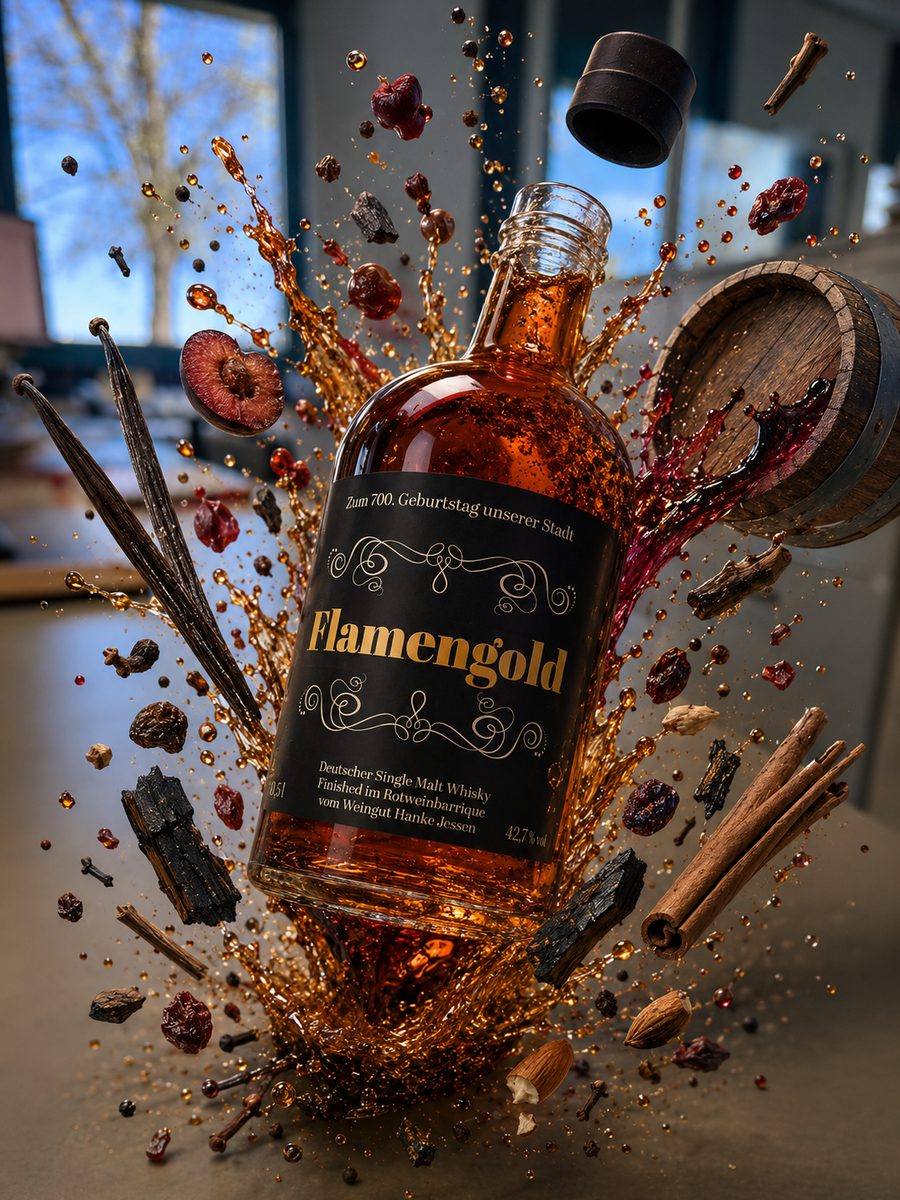 Flasche Zahnaer Whisky Flamengold